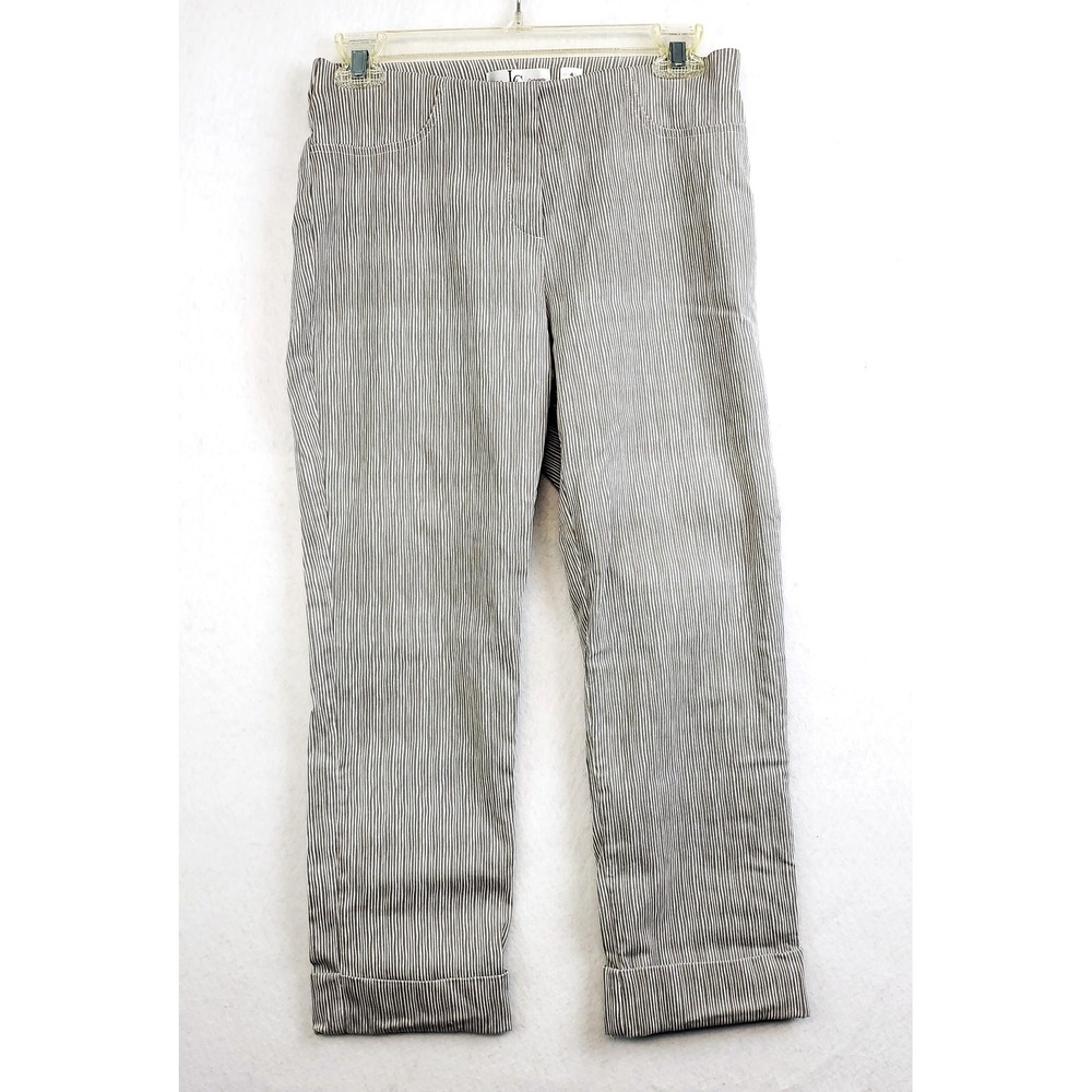 Lena Gabrielle Crop Pants Tan Striped Pull On Cuffed Cropped Women's Size 4